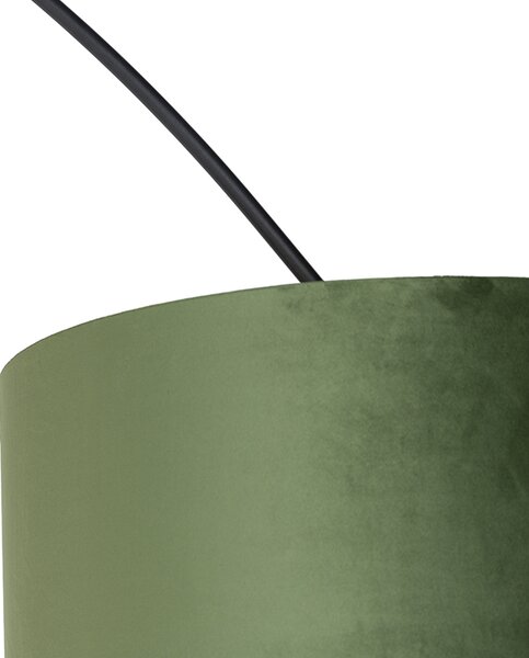 Lampă cu arc cu abajur din catifea neagră verde cu auriu 50 cm - XXL