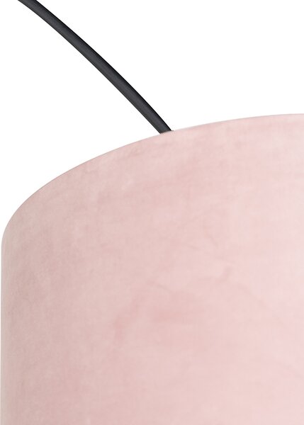 Lampă cu arc cu abajur din catifea neagră roz cu auriu 50 cm - XXL