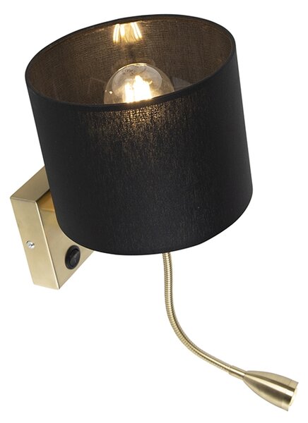 Aplică de perete Art Deco aurie cu abajur negru - Brescia