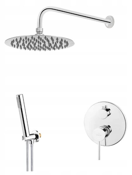 Invena Dafni, set de dus ascuns cu cap de dus cu efect de ploaie 25 cm, crom lucios, INV-BS-88-0O2-A