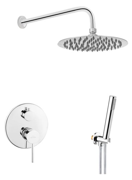 Invena Dafni, set de dus ascuns cu cap de dus cu efect de ploaie 25 cm, crom lucios, INV-BS-88-0O2-A