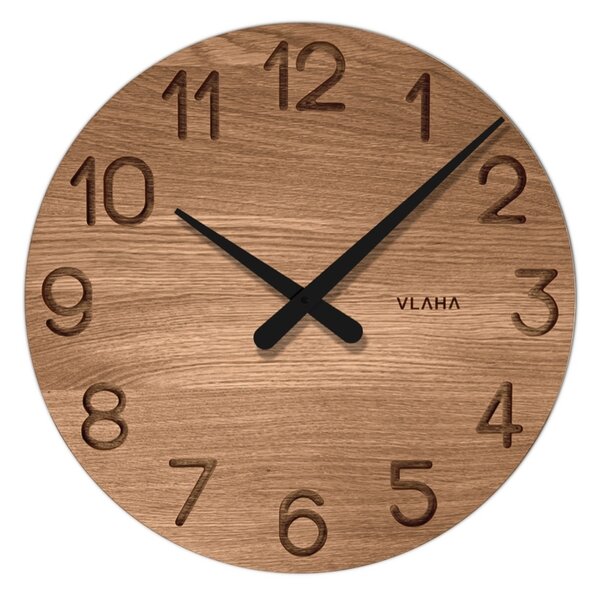 Ceas de perete Vlaha VCT1132 din stejar diam. 45 cm, negru