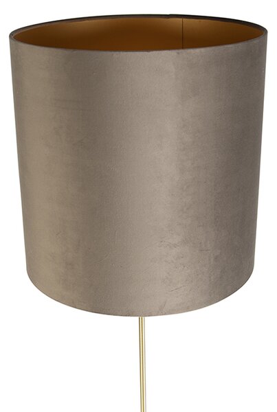 Lampă de podea auriu/alamă cu abajur din catifea taupe 40/40 cm - Parte