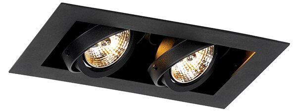 Spot modern îngropat negru cu 2 lumini reglabile - Oneon 70