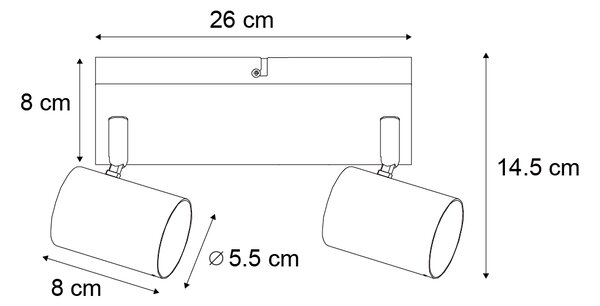 Plafonieră modernă neagră cu 2 lumini, dreptunghiulară reglabilă - Jeana
