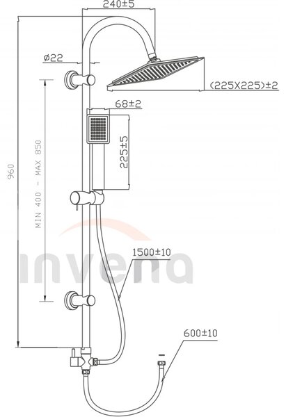 Invena Florina, coloana de dus 96cm, croma, INV-AU-30-001-Q