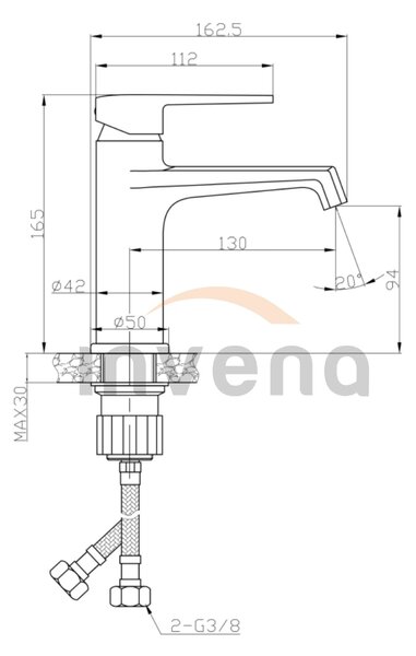 Invena Fira, baterie lavoar de sine stătătoare, negru mat, INV-BU-71-004-V