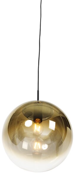 Lampă suspendată Art Deco neagră cu sticlă aurie 33 cm - Pallon