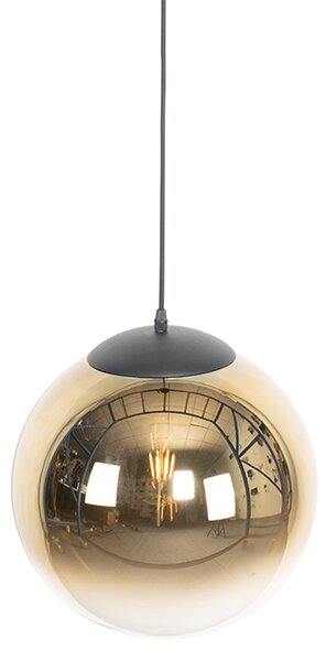 Lampă suspendată Art Deco neagră cu sticlă aurie 33 cm - Pallon