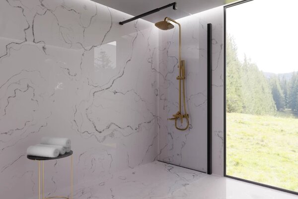Invena Glamour Trend, set cadă-duș cu pârghie cu coloană de duș, auriu lucios, INV-AU-05-B09-V