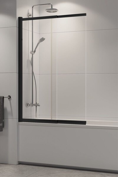 New Trendy Sensi Black paravan cadă 85 cm două piese negru mat/sticlă transparentă P-0045