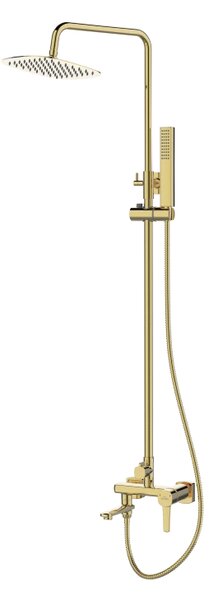 Invena Glamour Trend, set cadă-duș cu pârghie cu coloană de duș, auriu lucios, INV-AU-05-B09-V