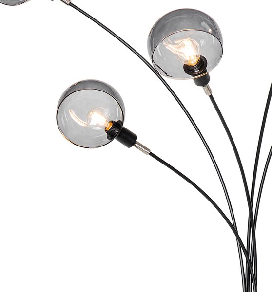 Lampa de podea de design neagră cu sticlă fumurie cu 5 lumini - Sixties Marmo