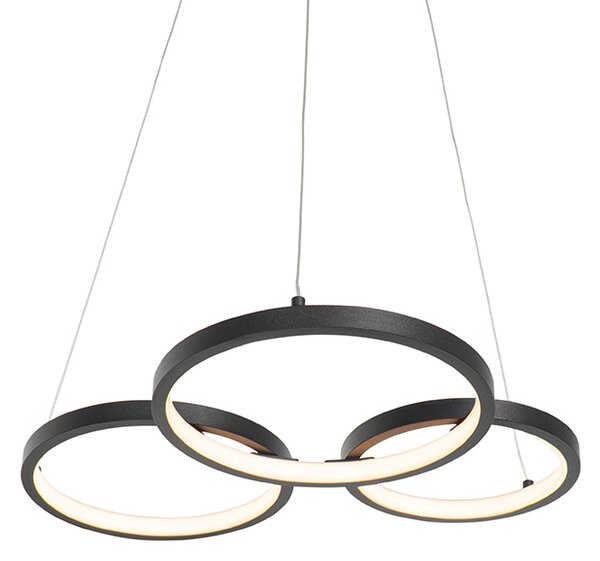 Lampă suspendată neagră incluzând LED cu dimmer în 3 trepte cu 3 lumini - Rondas