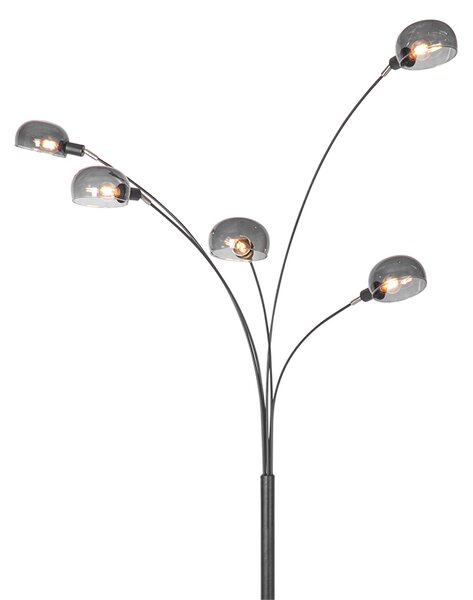 Lampa de podea de design neagră cu sticlă fumurie cu 5 lumini - Sixties Marmo
