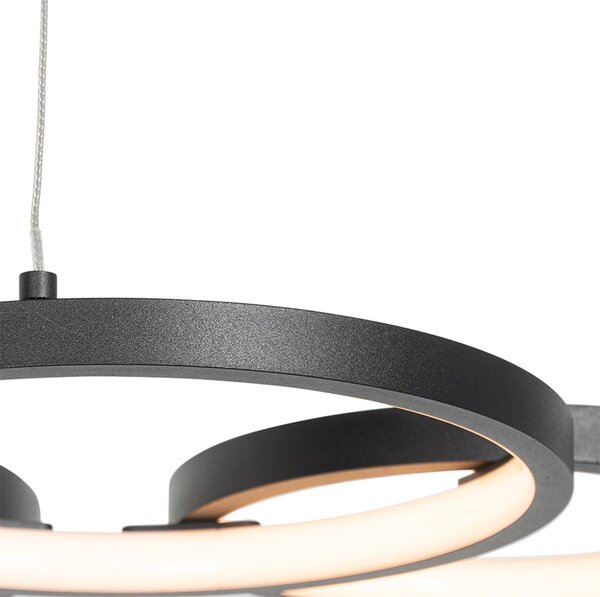 Lampă suspendată neagră incluzând LED cu dimmer în 3 trepte cu 3 lumini - Rondas