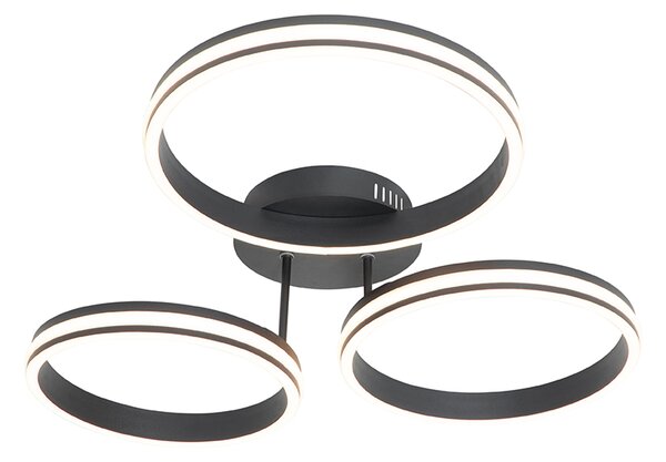 Plafoniera neagra incluzând LED cu dimmer în 3 trepte cu 3 lumini - Navara