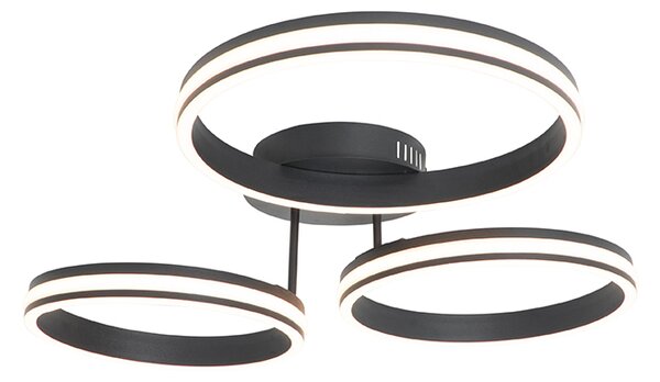 Plafoniera neagra incluzând LED cu dimmer în 3 trepte cu 3 lumini - Navara