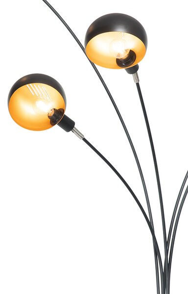 Lampa de podea de design neagra cu aur cu 5 lumini - Sixties Marmo