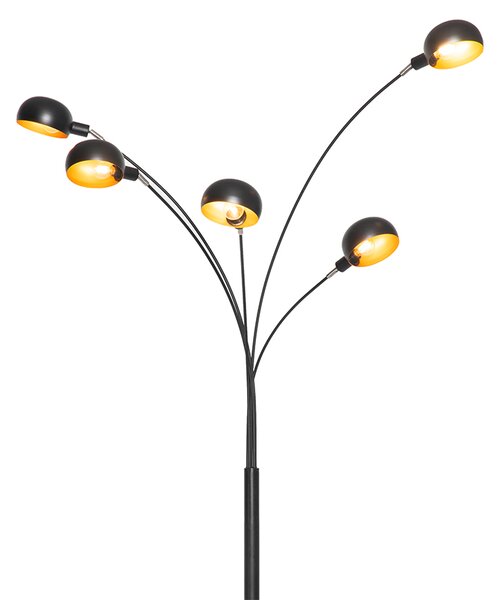 Lampa de podea de design neagra cu aur cu 5 lumini - Sixties Marmo