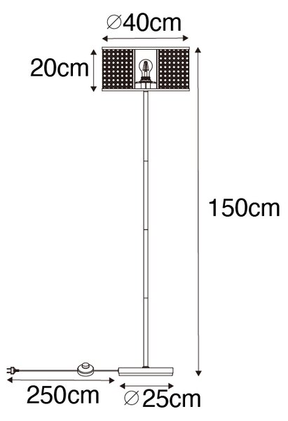 Lampă de podea orientală albă cu ratan 40 cm - Akira