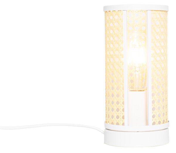 Lampă de masă orientală albă cu ratan 12 cm - Akira