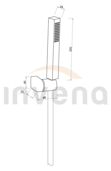Invena Glamour, set de duș de mână punct cu cap de duș cu 1 funcție, auriu strălucitor, INV-AU-05-M09-S