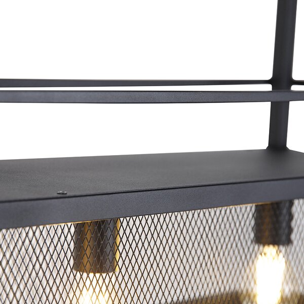 Lampă suspendată industrială neagră cu plasă 4 lumini - Cage Rack