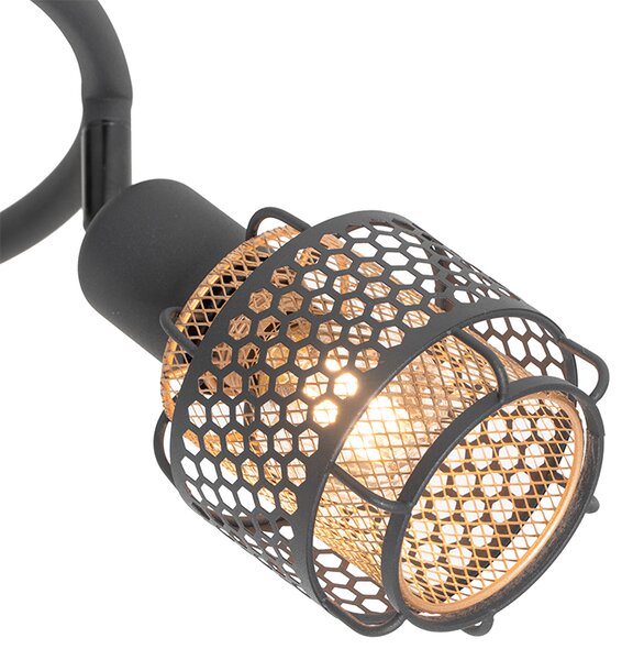 Plafoniera de design neagră cu auriu cu 3 lumini rotundă - Noud