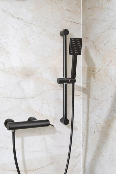 Invena Kalitea, baterie de duș de perete 150mm, negru mat, INV-BN-72-004-V