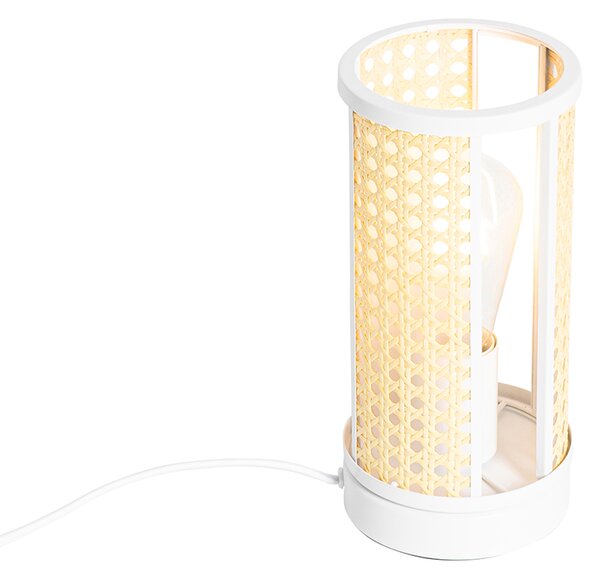 Lampă de masă orientală albă cu ratan 12 cm - Akira