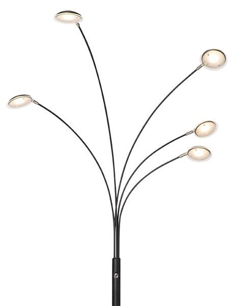 Lampa de podea de design neagră cu LED dimmer cu 5 lumini - Sixties Trento