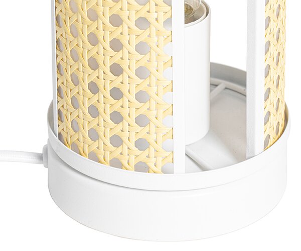 Lampă de masă orientală albă cu ratan 12 cm - Akira