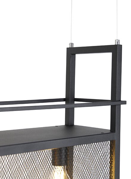 Lampă suspendată industrială neagră cu plasă 4 lumini - Cage Rack