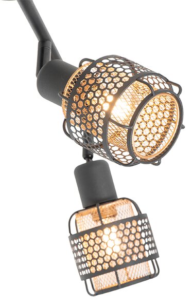 Plafoniera de design neagră cu aur 4 lumini ovală - Noud