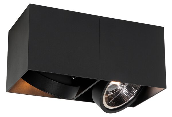Spotlight de design negru dreptunghiular AR111 2 lumini - Box