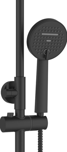 Invena Kalitea, baterie de dus cu maneta cu dus cu efect de ploaie 22x22 cm si cap manual, negru mat, INV-AU-72-004-V