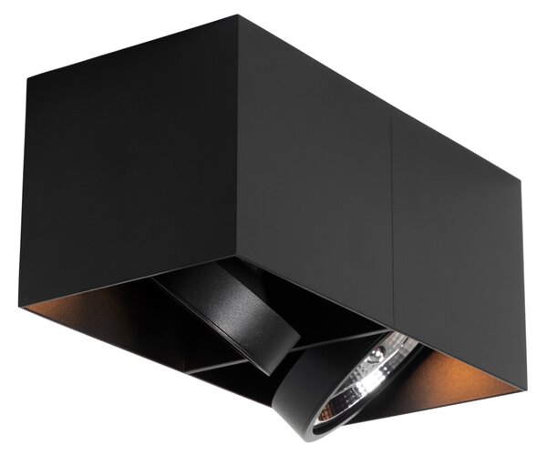 Spotlight de design negru dreptunghiular AR111 2 lumini - Box