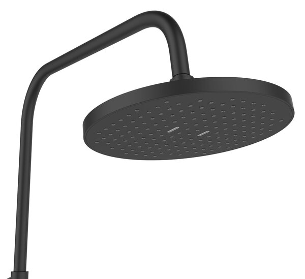 Invena Kalitea, baterie de dus cu maneta cu dus cu efect de ploaie 22x22 cm si cap manual, negru mat, INV-AU-72-004-V