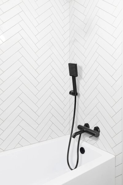 Invena Kalitea, baterie pentru cada de perete 150mm, negru mat, INV-BW-72-004-V