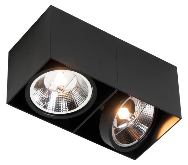 Spotlight de design negru dreptunghiular AR111 2 lumini - Box