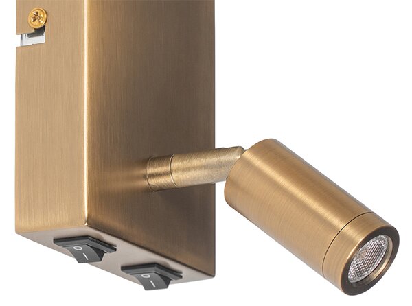 Lampă de perete modernă albă și bronz cu lampă de citit - Renier