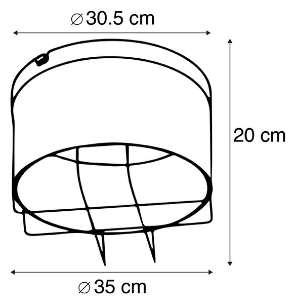 Plafoniera industriala neagra cu auriu 35 cm - Barril