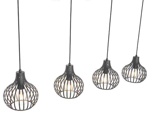 Lampă modernă cu pandantiv neagră cu 4 lumini - Saffira