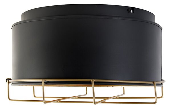 Plafoniera industriala neagra cu auriu 35 cm - Barril