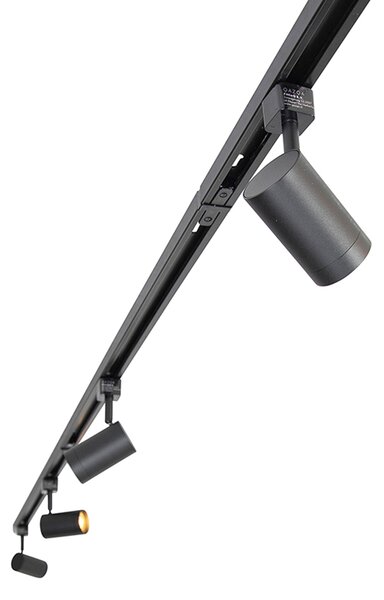 Sistem de iluminat cu șină modern cu 14 spoturi negre monofazate - Iconic Jeana