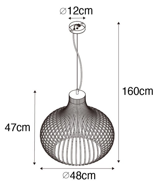 Lampă modernă suspendată neagră 48 cm - Saffira