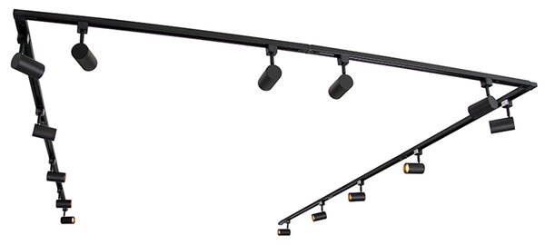 Sistem de iluminat cu șină modern cu 14 spoturi negre monofazate - Iconic Jeana