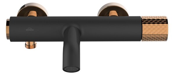 Invena Moonlight, baterie pentru cada de perete 150 mm, negru-aur roz, INV-BW-77-014-V