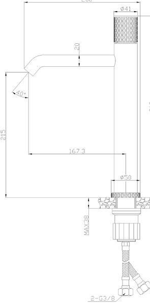 Invena Moonlight, robinet pentru lavoar înalt h-312, negru-aur roz, INV-BU-77-W14-V